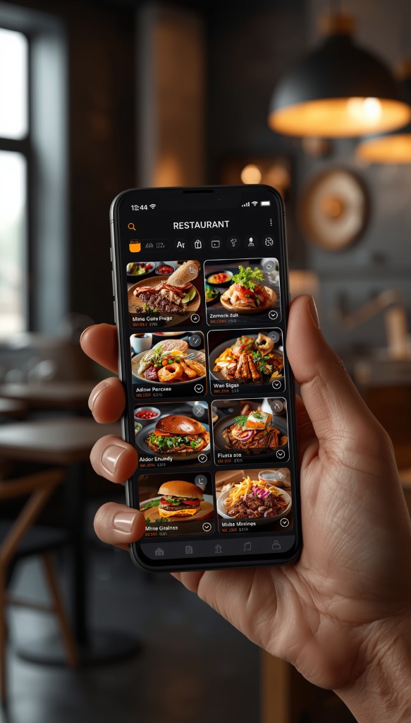 Misafir telefonunda dijital menü ve ürün listesi önizlemesi