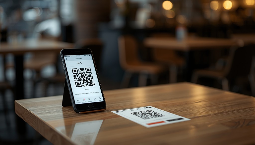 Masada telefon ve QR kod ile menü erişimi